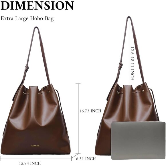 Large Vegan Leather Crossbody Hobo Bag for Women Work Travel Casual - Picture 5 of 7